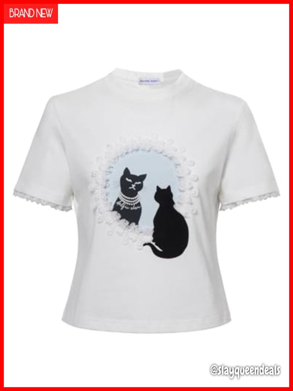 Aelfric Eden Womens Baby Tee Y2K Cat Graphic Grunge Slim Fit Crop Top